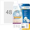 HERMA Etichette per Custodie CD, 114,3 x 5,5 mm, Etichette Adesive A4 per Stampante, 48 Etichette per Foglio, Bianco
