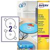 Avery L7676-100 Etichette bianche opache per CD, 117 mm, A4, 200 etichette / 100 fogli