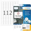 HERMA Etichette Staccabili, 25,4 x 16,9 mm, Etichette Adesive A4 per Stampante, 112 Etichette per Foglio, Bianco