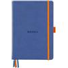 RHODIA 118778C - Taccuino rigido Goalbook ZAFFIRO - A5 14,8X21cm - Puntinato DOT - 240 pag. - Carta Clairefontaine Avorio 90g/m² - 3 nastri, chiusura con elastico - Simil Cuoio
