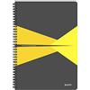 LEITZ OFFICE Blocco per Appunti, Formato A4 , Rilegatura a Spirale, Copertina in Cartoncino, 90 Fogli, Quadretti, Giallo - 46470015