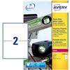 Avery L7068-20 (199,6 x 143,5 mm) etichette adesive extra forti resistenti alle intemperie, 2 etichette per foglio A4, bianco