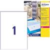 Avery Italia L7567-25 Etichette adesive trasparenti lucide, 25 fogli A4, rettangolari 210x297mm, 1 etichette per foglio, adesivo permanente, stampanti laser