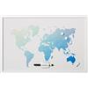 Bi-Office, Bacheca Poligono Mappa Del Mondo, Magnetica Cancellabile a Secco, Cornice Bianca MDF, 90x60cm