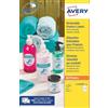 Avery Italia L7104REV-20 Etichette adesive carta bianca adesivo rimovibile nessun residuo, 20 fogli A4, rotonde diam 60mm, 12 etichette per foglio, adesivo rimovibile, stampanti laser e inkjet