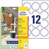 Avery Zweckform L7104REV-25 - Etichette rotonde riutilizzabili, ø 60 mm, 25 fogli per un totale di 300 etichette, colore: bianco