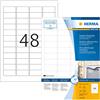 HERMA Etichette Impermeabili, 45,7 x 21,2 mm, Etichette Adesive A4 per Stampante, 48 Etichette per Foglio, Bianco