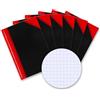 Bantex Landre China-Kladde - Quaderno a quadretti, formato A6, 96 fogli, Nero/Rosso, Confezione da 6
