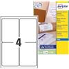 Avery Italia J8169-25 Etichette adesive in carta bianca, 25 fogli A4, rettangolari 99,1x139mm, 4 etichette per foglio, adesivo permanente, stampanti inkjet