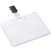 Europel Porta Badge con Clip, Confezione da 24, 90x60 mm, PVC Morbido Trasparente | Cartoncini bianchi inclusi, fascetta a molletta, asola e 2 fori pretranciati, spessore 0,25, orizzontale, adatto a lanyard