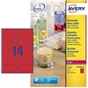 Avery L7263R-25 Etichette Fluorescenti, 14 Pezzi per Foglio, 25 Fogli, 99.1 x 38.1, Rosso