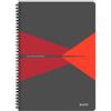 LEITZ OFFICE Blocco per appunti, Formato A4 , Rilegatura a spirale, Copertina in PP, 90 Fogli, Quadretti, Rosso - 44950025