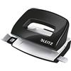 Leitz Mini Perforatore, Capacità fino a 10 Fogli, Barra di Selezione del Formato, Metallo, Gamma WOW, Box, Nero