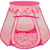 Selonis Tenda 105X90cm/100 Palline Castello Con Palline Colorate Per Bambini, Rosa:Rosa Chiaro/Trasparente