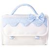 FILET P1518B Beauty Case I Prodotto Italiano I Per Neonati/Prima Infanzia I Applicazioni Ricamate I Cotone Esterno E Poliestere Interno - Bianco, Azzurro