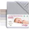 babybay lenzuolo con angoli babybay 100571 jersey deluxe adatto per il modello Original, grigio, 81 x 43 cm (1 confezione)