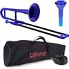 pBone 700639 Mini Trombone con Bocchino e Borsa, Blu (Blue)