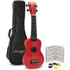 Martin Smith Ukulele Soprano 21 Pollici Starter Set, Rosso, Uke Acustico 4 Corde per Bambini e Adulti con Custodia e Libro Accordi