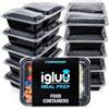 Igluu Meal Prep Contenitori per Alimenti (Set da 10) 2 Scomparti - 887ml | Riutilizzabili, impilabili e salvaspazio - Adatti a Microonde, Freezer e Lavastoviglie - Plastica Senza BPA