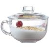 TAMUME 550ml Ciotola per Cereali in Vetro Microwavable con Coperchio Vetro, Tazza Colazione Grande per Microonde, Coppa della Colazione