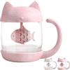 BigNoseDeer Tazza gatto da tè in vetro con filtro infusore a forma di pesce, 250ML (8OZ)
