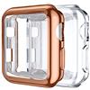 Upeak Cover per Apple Watch Series 3 2 1 Custodia 38mm, 2 Pacchi Protettiva Case in Morbido TPU Compatibile con iWatch Series 1/2/3, Chiaro/Oro Rosa