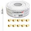 Premium X BASIC Cavo Coassiale Da 50m - Ricezione Perfetta Con Schermatura in Alluminio Quadrupla 135dB - Compatibile Con DVB-S/S2/C/T, BK Impianti - Inclusi 10 Connettori F