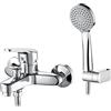 Ibergrif M13050 Rubinetto Miscelatore per Vasca da Bagno con 3 Modalità Sistema Doccia a Pioggia con Flessibile Doccia 180 cm e Bocchetta Allunga (40 cm) Rubinetto Doccia con Supporto Doccia