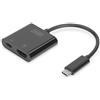 DIGITUS - Adattatore grafico USB tipo C multiport, da USB Type-C a HDMI + USB C, funzione di ricarica, 4 K Ultra HD 60 Hz, plastica, nero