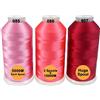 New brothread Set di 3 Pink/Rosa/Carminio Colori poliestere filo di ricamo macchina grande bobina 5000M per tutte le macchine da ricamo