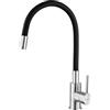 Ibergrif Rubinetto da cucina Ibergrif, nero opaco, tubo flessibile girevole in silicone, ruotabile a 360°, miscelatore ad alta pressione, pieghevole fino a 20 cm - M22119-2