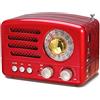 PRUNUS J-160 Radio Portatile Vintage FM/AM(MW)/SW, Altoparlante Bluetooth, Manopola di Regolazione Extra Large,Batteria Ricaricabile da 1800 mAh Potenziata,Supporta TF Card/AUX/USB MP3 Player.