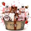 BRUBAKER Cosmetics set beauty da bagno e doccia 'Latte di cocco e fragola' - Confezione regalo in 11 pezzi presentati in una mini vasca da bagno Vintage