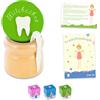 Zwen, scatolina per denti da latte per bambini e bambine, tappo a vite in legno, pinzetta e lettera della fatina dei denti da latte