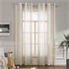 MIULEE Tende a Righe per Interni, Tende Trasparenti in Voile Tende Camera da Letto, Tenda Salotto Moderne con Anelli, Tenda a Pannello da Interno Finestra a Righe Bianche e Beige, 2x 140x245 CM