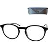 Mini Brille - Occhiali da Lettura con Grandi Lenti Tondi, stile Classico da Nerd, Custodia inclusa, Montatura in Plastica (col. Nero) per Uomo e Donna Diottrie +2.5