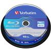 Verbatim BD-R Blu Ray Disc 50 GB, 6X, Dual Layer Recordable, Confezione da 10