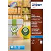 Avery J8105-10 Etichette per Prodotti Bianche, Effetto Glossy, Rotonde, Diametro 60 mm, 10 ff, Bianco Lucido
