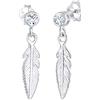 Elli Orecchini da Donna Piume con Cristalli Argento 925