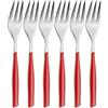 BUGATTI, Glamour, Set 6 Forchettine da Dolce in Acciaio Inox 18/10, Confezionato in Scatola Regalo (Rosso)