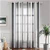 MIULEE Tende in voile a righe bianche e grigie scure, tende interne con occhielli, belle tende in voile per finestre, camera da letto, set di 2 tende trasparenti per soggiorno, altezza 260 cm