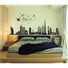 ufengke® Città Nera Silhouette Paesaggio Urbano Grattacielo Adesivi Murali, Camera da Letto Soggiorno Adesivi da Parete Removibili/Stickers Murali/Decorazione Murale