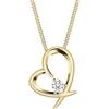 Elli Catena da Donna in Argento 925 Placcato Oro con Ciondolo a Forma di Cuore, Taglio Brillante