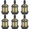 DiCUNO E27 Vintage Portalampada, Edison retro lampada a sospensione, Adattatore in ceramica solida, 6 Pezzi di champagne oro socket