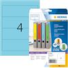 HERMA Etichette per Raccoglitori, 192 x 61 mm, Etichette Adesive A4 per Stampante, 4 Etichette per Foglio, Blu