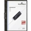 Durable 227001 - Duraquick, cartellina portadocumenti con clip piatta in plastica, capacità 1-20 fogli, f.to A4, nero, confezione da 20 pezzi