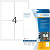 HERMA Etichette Impermeabili, 99,1 x 139 mm, Etichette Adesive A4 per Stampante, 4 Etichette per Foglio, Bianco
