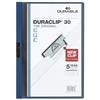 Durable Cartellina con clip Duraclip 30 Retail, A4, 5 pezzi, blu, 222707 | Portadocumenti rigido con clip in acciaio, capacità 1-30 fogli, fronte trasparente e retro colorato, Made in Germany