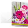 SIGEL DS001 Set di 10 biglietti di ringraziamento o auguri con busta, motivo mazzo di fiori, 2 ante, 11,5 x 17 cm, rosa