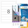 HERMA Etichette per Raccoglitori, 192 x 34 mm, Etichette Adesive A4 per Stampante, 8 Etichette per Foglio, Bianco